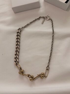 Justine Clenquet Two-Tone Chain Necklace with Gold Link Accents